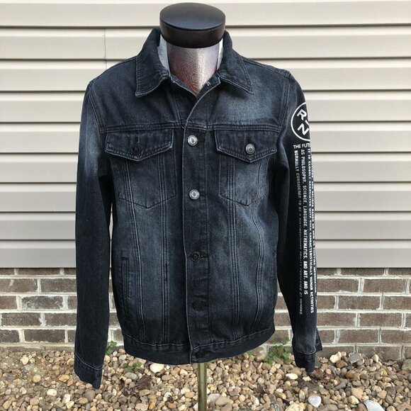 Reason Black Denim Jacket Mens Size Medium Apollo X RSN-1 Moto Style  NWOT - Picture 1 of 7